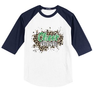 Cheer Mom Great Gift Leopard Cheetah Print Green Cheer Gift Baseball Sleeve Shirt