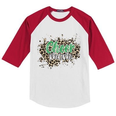 Cheer Mom Great Gift Leopard Cheetah Print Green Cheer Gift Kids Colorblock Raglan Jersey