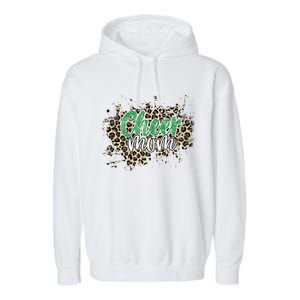 Cheer Mom Great Gift Leopard Cheetah Print Green Cheer Gift Garment-Dyed Fleece Hoodie