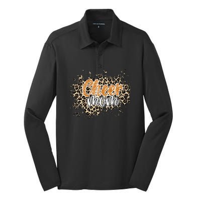 Cheer Mom Great Gift Leopard Cheetah Print Orange Cheer Gift Silk Touch Performance Long Sleeve Polo