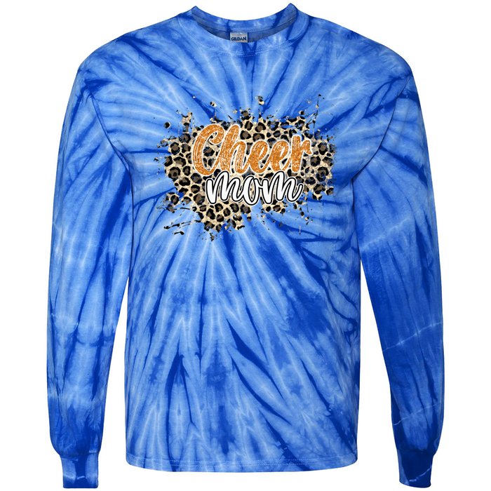 Cheer Mom Great Gift Leopard Cheetah Print Orange Cheer Gift Tie-Dye Long Sleeve Shirt