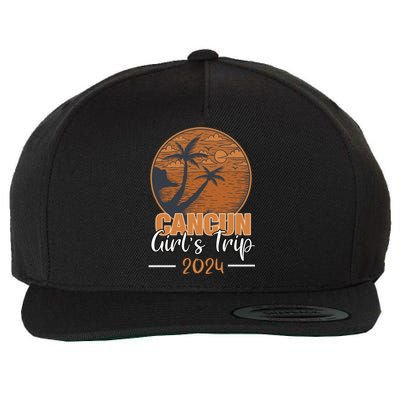 Cancun Mexico Girl Trip 2024 Vintage Sunset Wool Snapback Cap