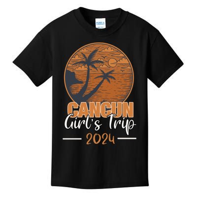 Cancun Mexico Girl Trip 2024 Vintage Sunset Kids T-Shirt