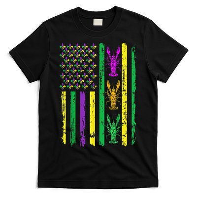 Carnival Mardi Gras Usa American Flag Crawfish Parade T-Shirt