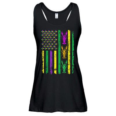 Carnival Mardi Gras Usa American Flag Crawfish Parade Ladies Essential Flowy Tank