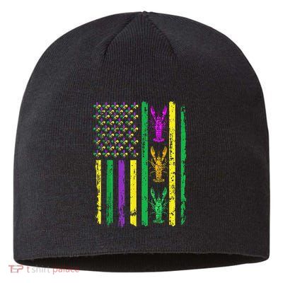 Carnival Mardi Gras Usa American Flag Crawfish Parade Sustainable Beanie