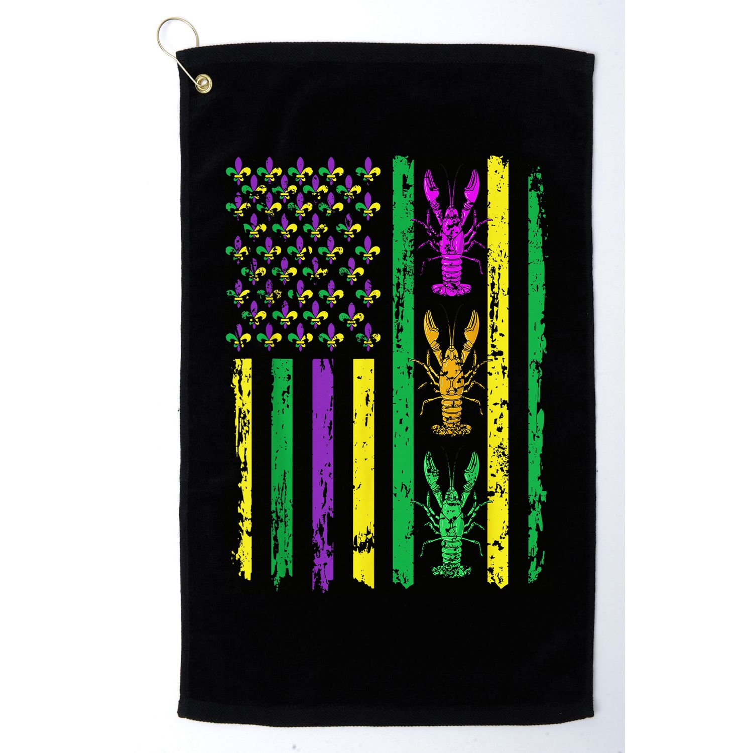 Carnival Mardi Gras Usa American Flag Crawfish Parade Golf Towel