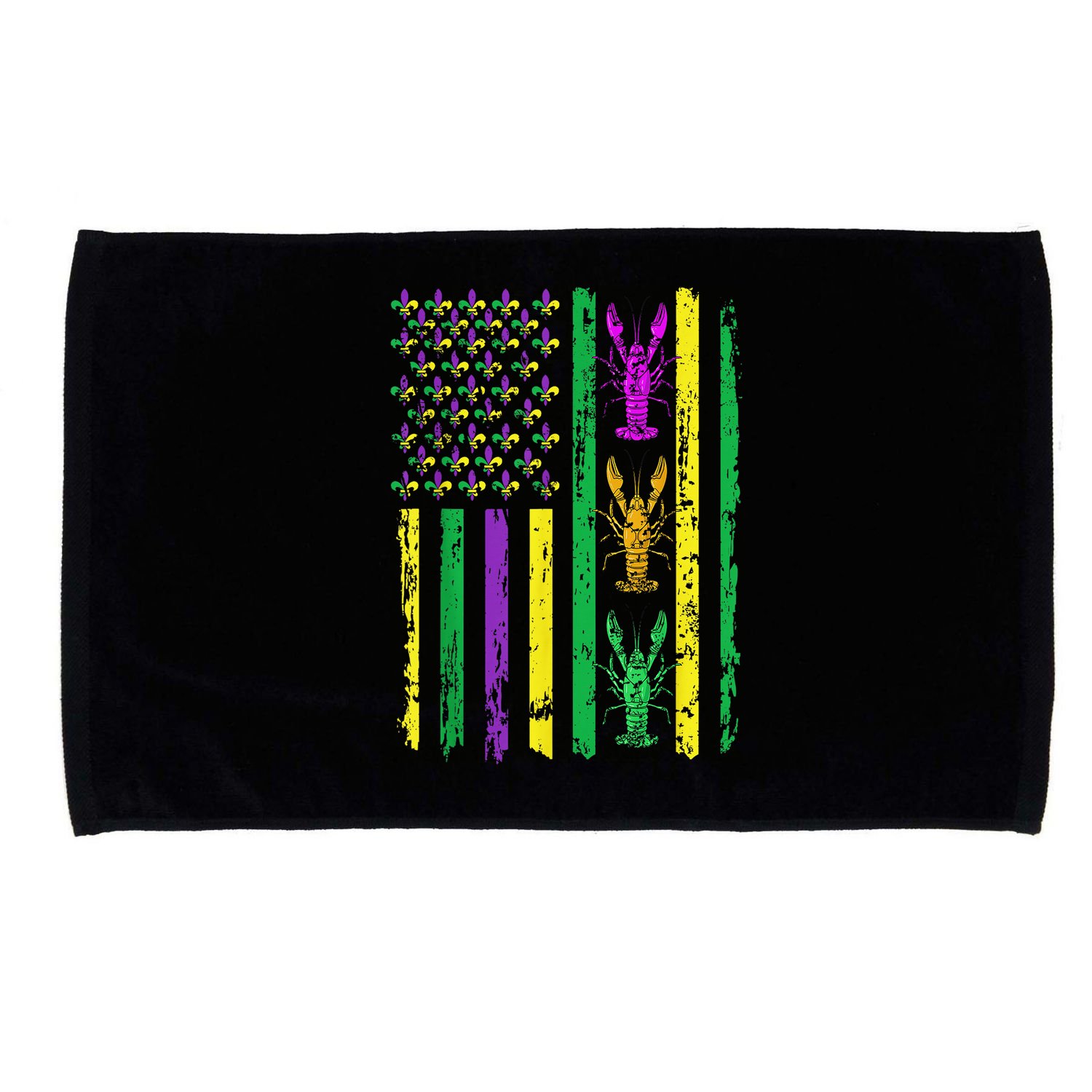 Carnival Mardi Gras Usa American Flag Crawfish Parade Microfiber Hand Towel
