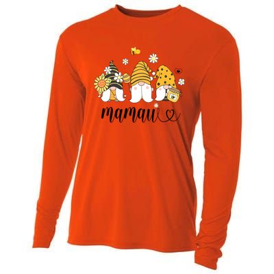 Cute Mamaw Gnomes With Bees And Sunflower Country Style Gift Cooling Performance Long Sleeve Crew