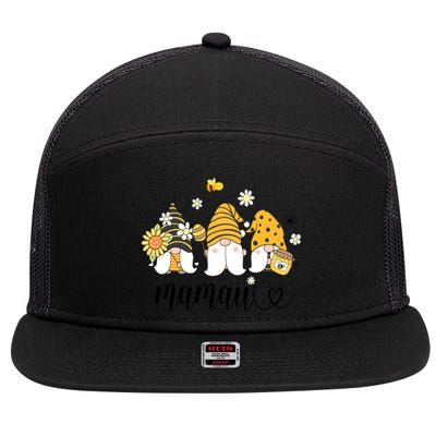 Cute Mamaw Gnomes With Bees And Sunflower Country Style Gift 7 Panel Mesh Trucker Snapback Hat