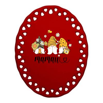 Cute Mamaw Gnomes With Bees And Sunflower Country Style Gift Ceramic Oval Ornament