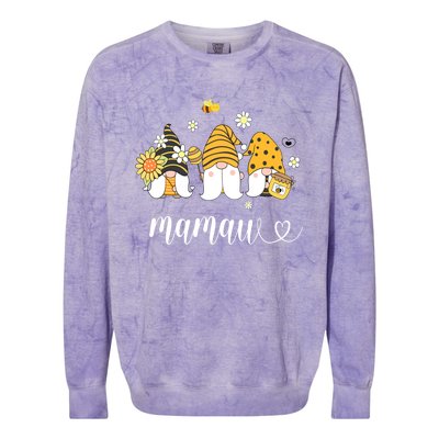 Cute Mamaw Gnomes With Bees And Sunflower Southern Grandma Gift Colorblast Crewneck Sweatshirt