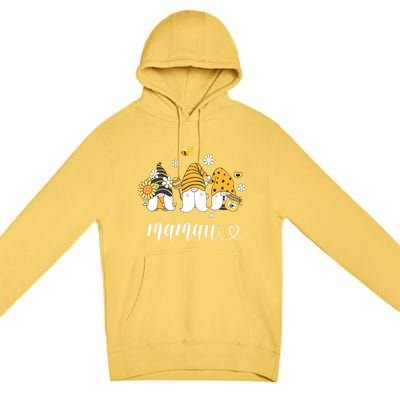 Cute Mamaw Gnomes With Bees And Sunflower Southern Grandma Gift Premium Pullover Hoodie