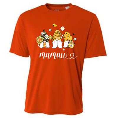 Cute Mamaw Gnomes With Bees And Sunflower Southern Grandma Gift Cooling Performance Crew T-Shirt