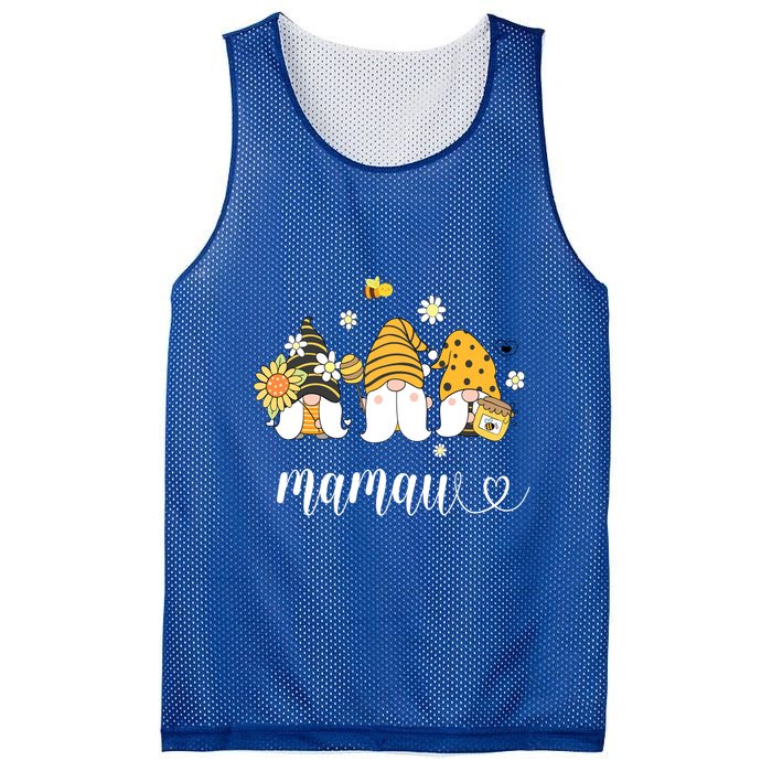 Cute Mamaw Gnomes With Bees And Sunflower Southern Grandma Gift Mesh Reversible Basketball Jersey Tank