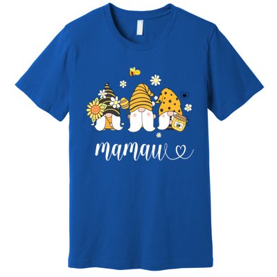 Cute Mamaw Gnomes With Bees And Sunflower Southern Grandma Gift Premium T-Shirt