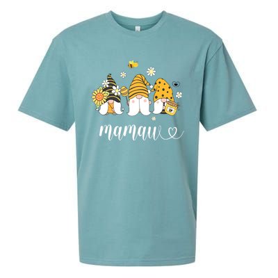 Cute Mamaw Gnomes With Bees And Sunflower Southern Grandma Gift Sueded Cloud Jersey T-Shirt