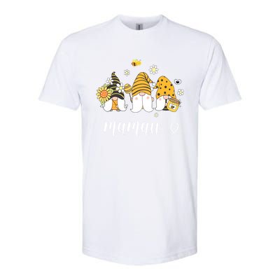 Cute Mamaw Gnomes With Bees And Sunflower Southern Grandma Gift Softstyle CVC T-Shirt