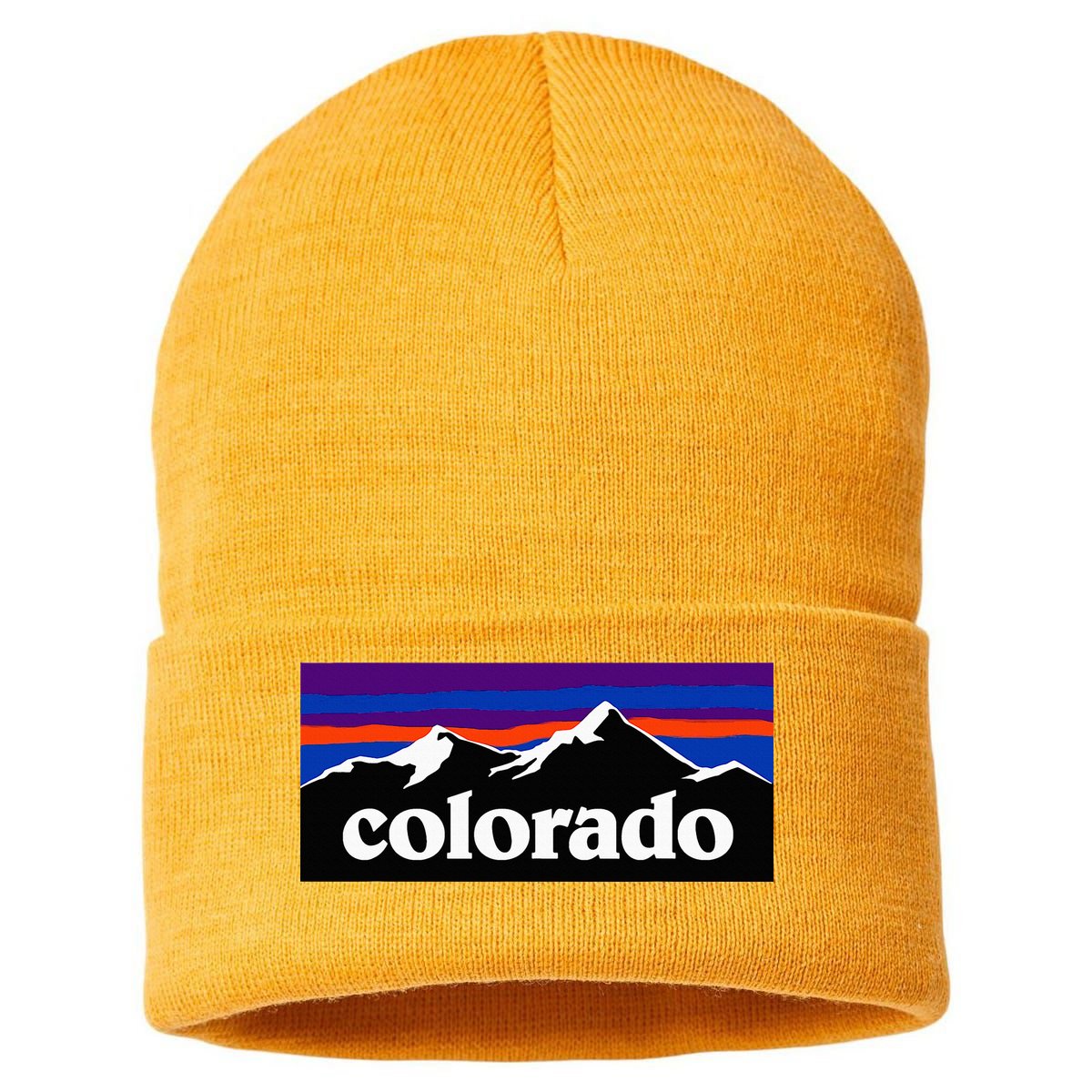 Colorado Mountains Graphic Design Sustainable Knit Beanie