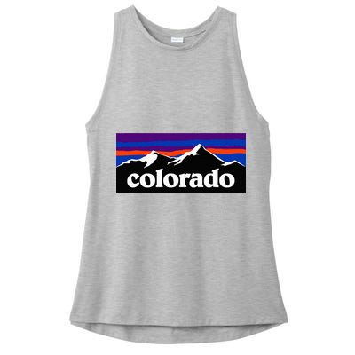 Colorado Mountains Graphic Design Ladies PosiCharge Tri-Blend Wicking Tank