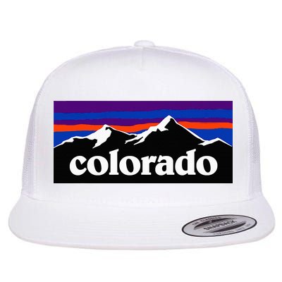 Colorado Mountains Graphic Design Flat Bill Trucker Hat