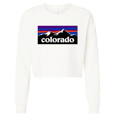 Colorado Mountains Graphic Design Cropped Pullover Crew