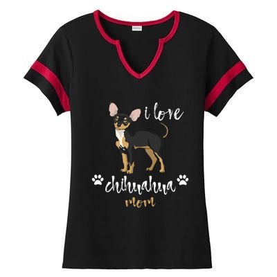 Chihuahua Mom Gifts Lover Ladies Halftime Notch Neck Tee