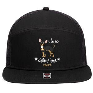 Chihuahua Mom Gifts Lover 7 Panel Mesh Trucker Snapback Hat