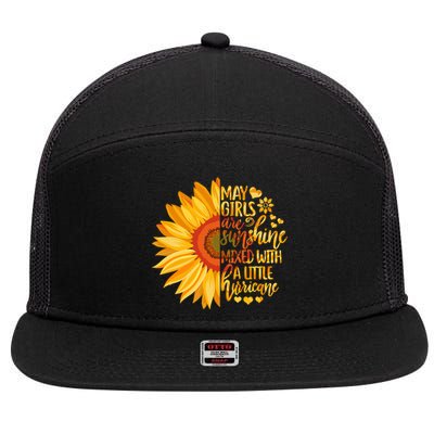 Cute May Girls Are Sunshine Mixed With Hurricane Classic Cool Gift 7 Panel Mesh Trucker Snapback Hat