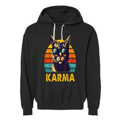 Cat Music Gifts For Teens Karma Garment-Dyed Fleece Hoodie