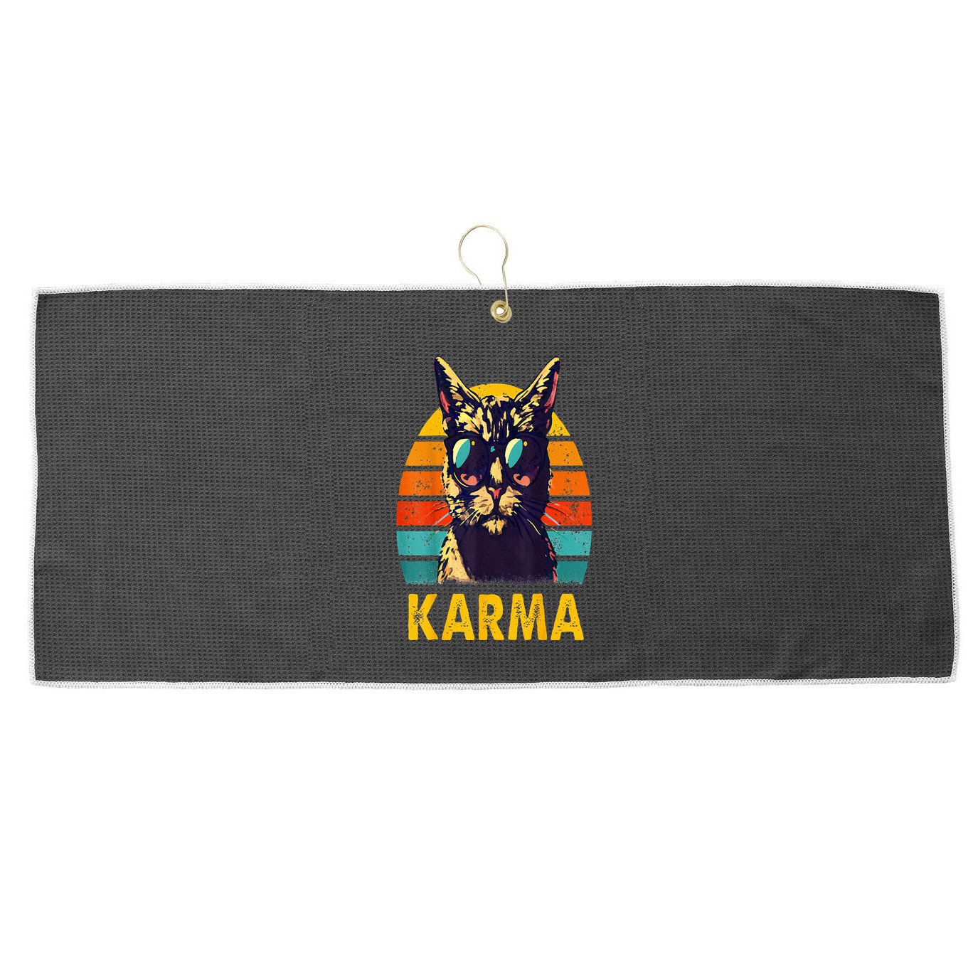 Cat Music Gifts For Teens Karma Large Microfiber Waffle Golf Towel