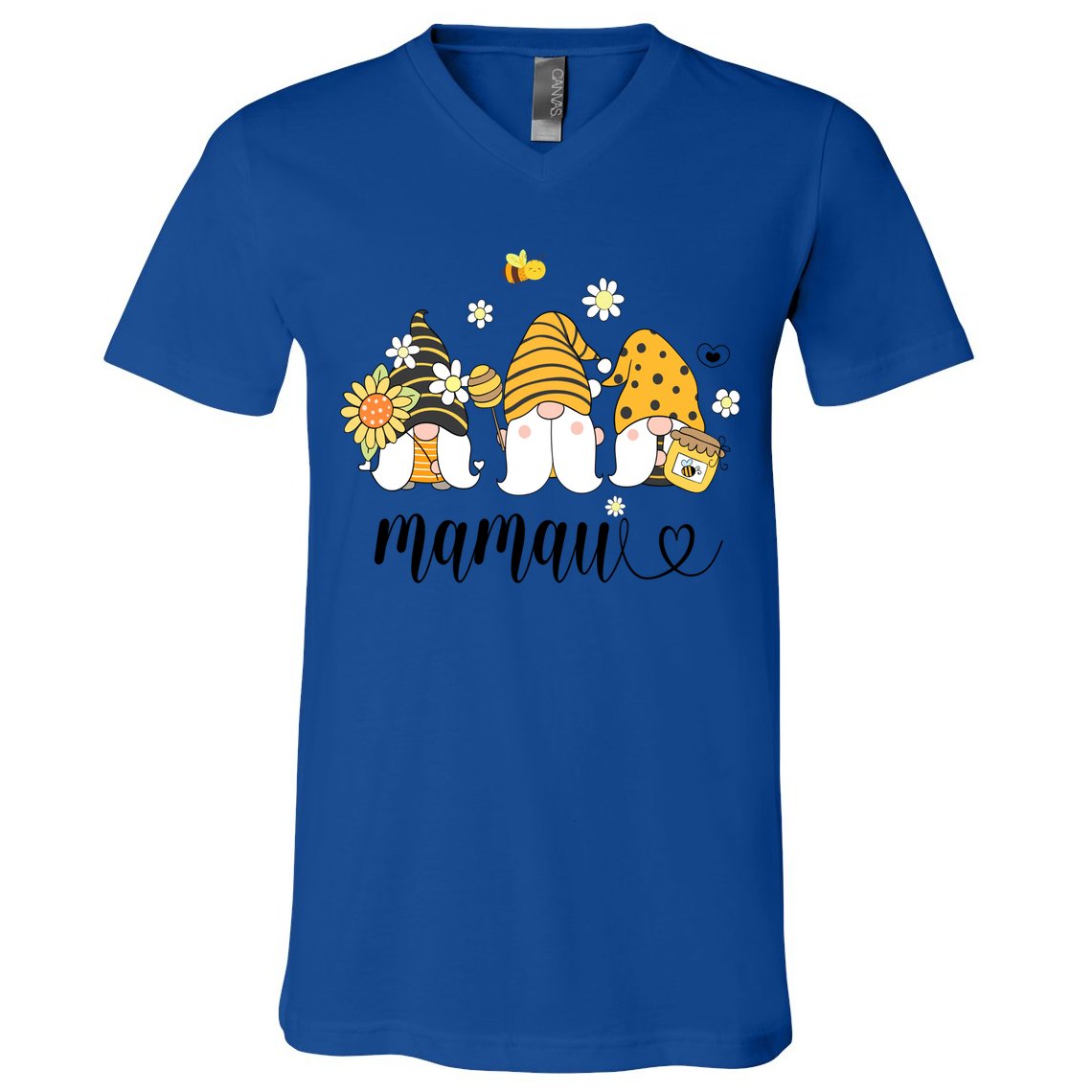 Cute Mamaw Gnomes With Bees And Sunflower Country Style Great Gift V-Neck T-Shirt