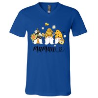 Cute Mamaw Gnomes With Bees And Sunflower Country Style Great Gift V-Neck T-Shirt