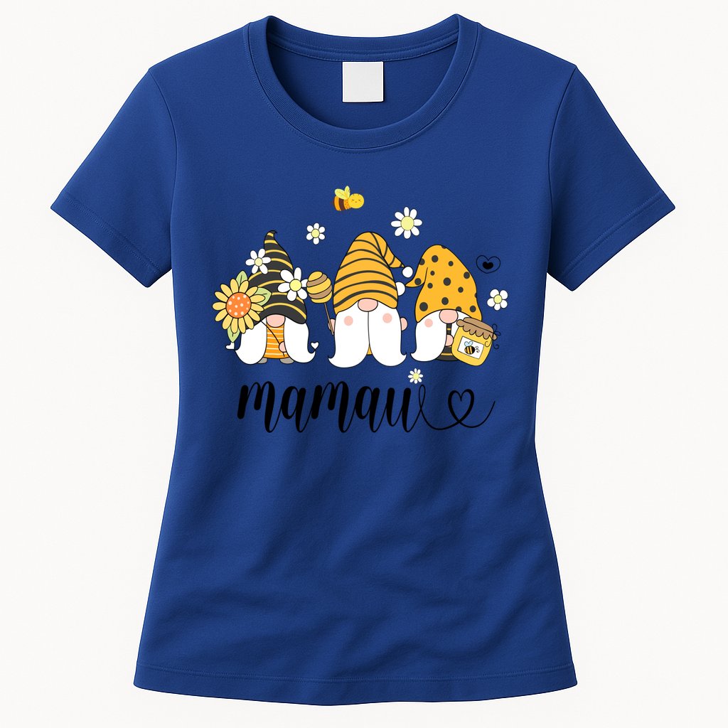 Cute Mamaw Gnomes With Bees And Sunflower Country Style Great Gift Womens T-Shirt
