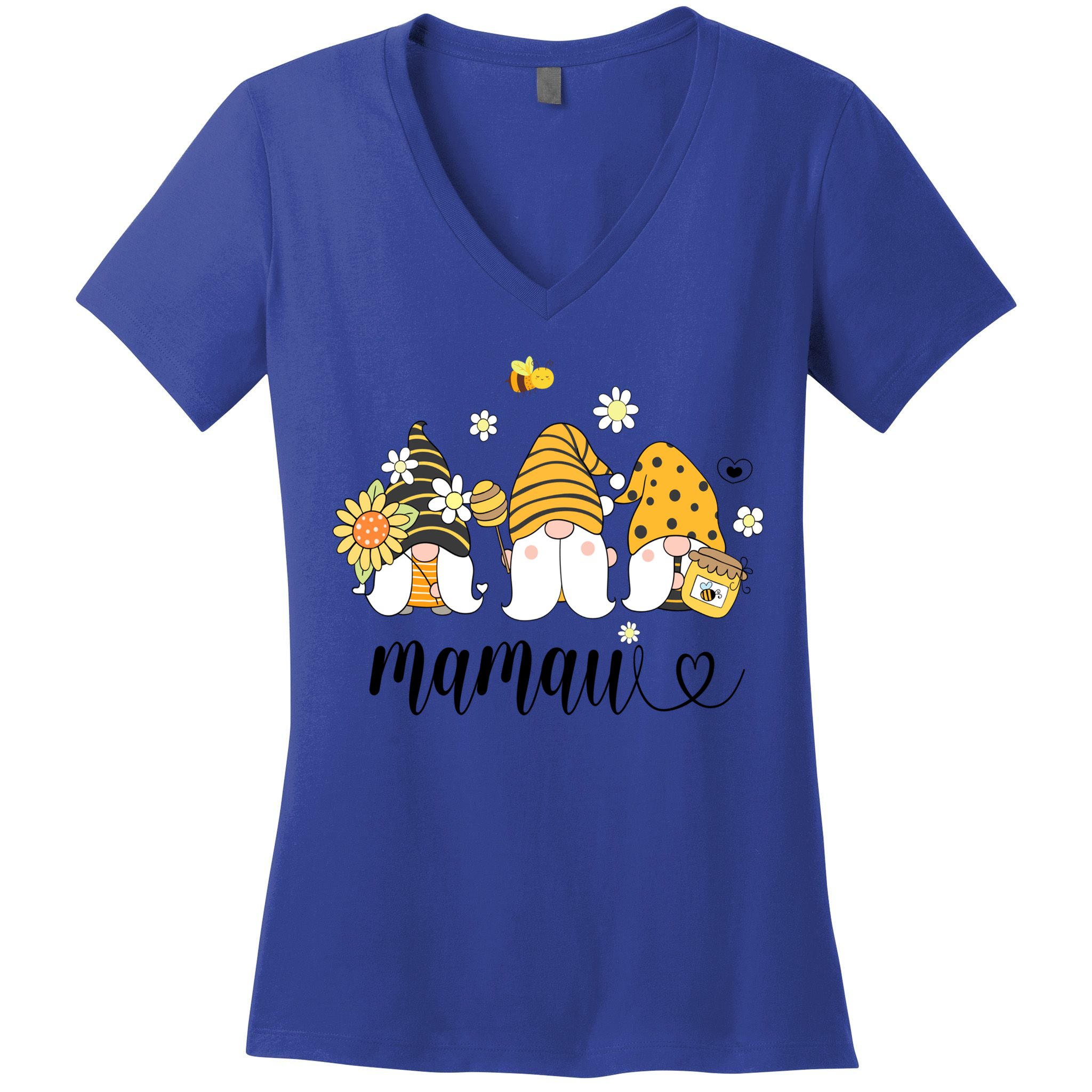 Cute Mamaw Gnomes With Bees And Sunflower Country Style Great Gift Women's V-Neck T-Shirt