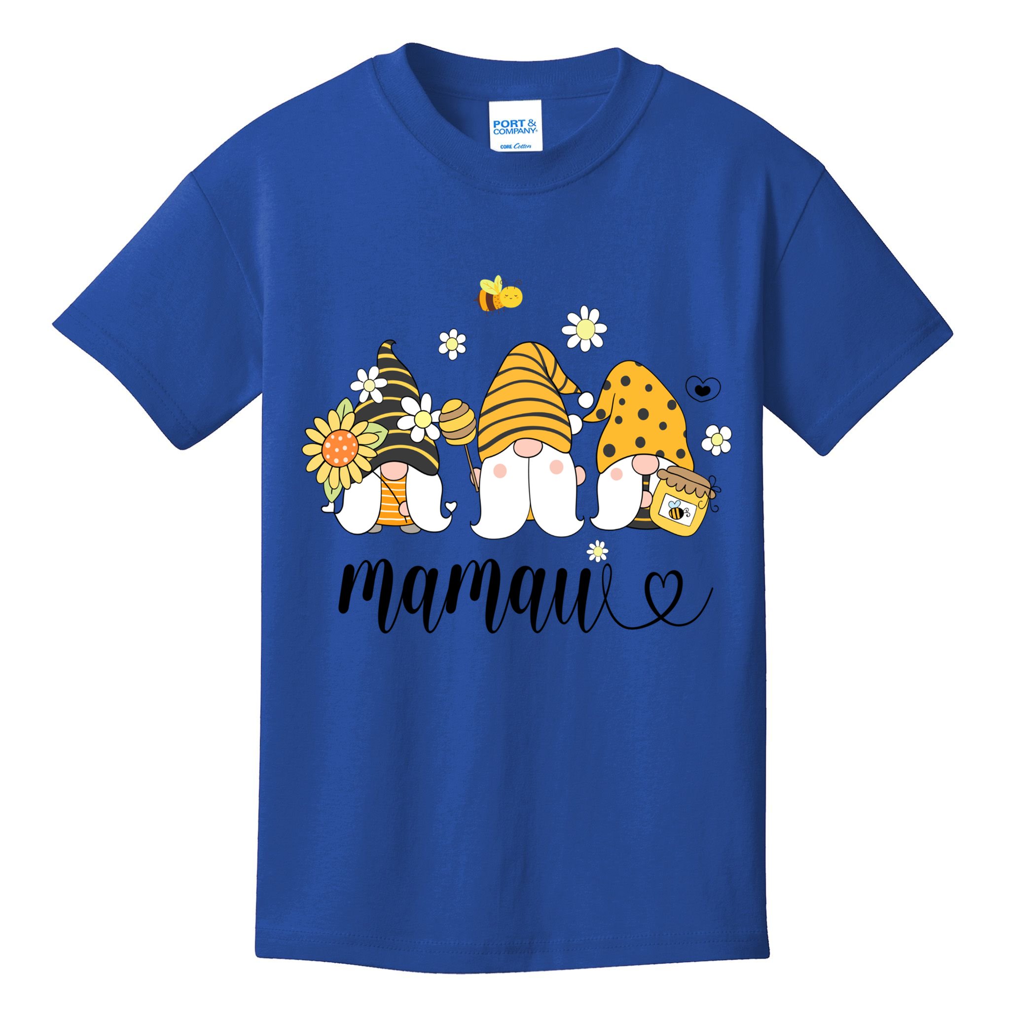 Cute Mamaw Gnomes With Bees And Sunflower Country Style Great Gift Kids T-Shirt