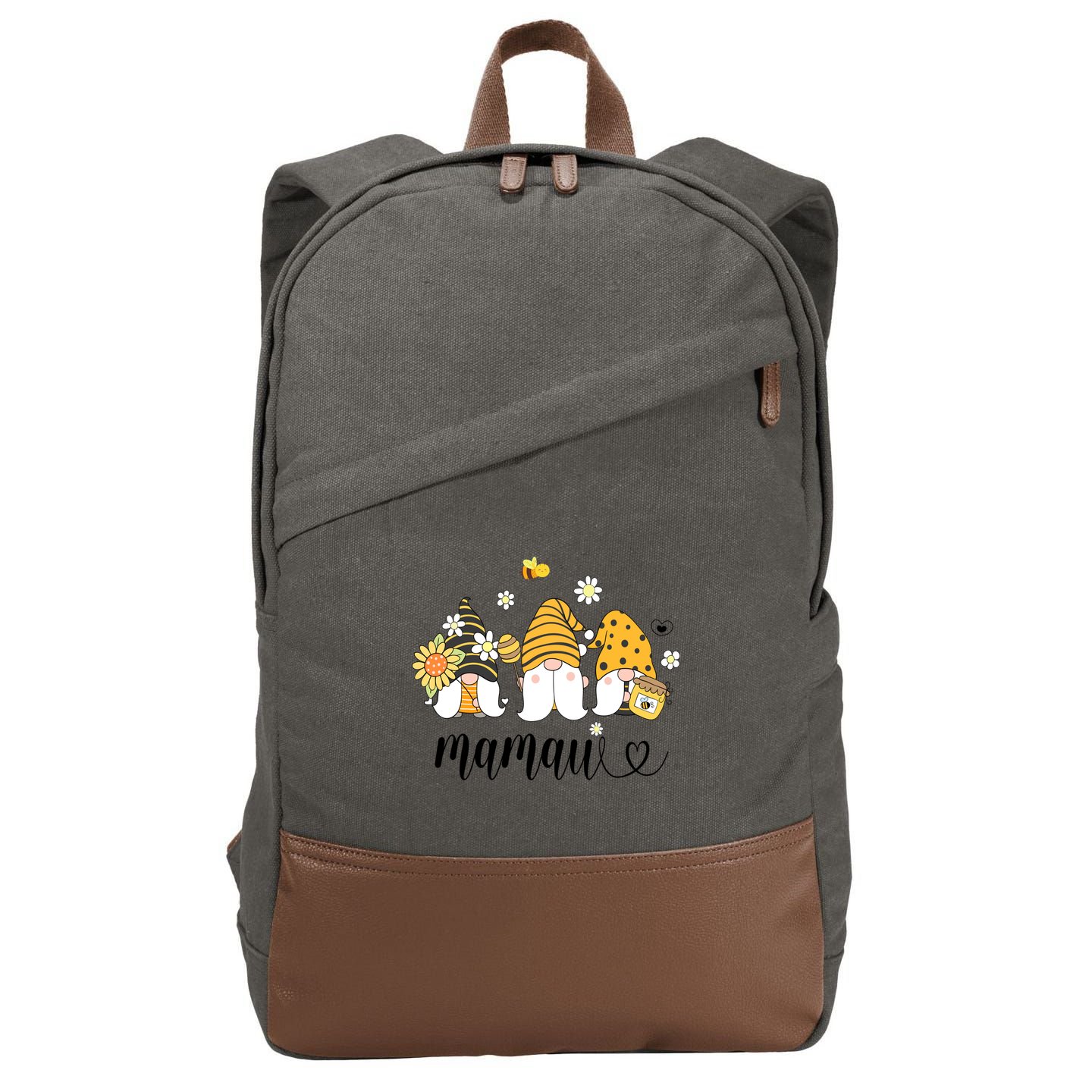 Cute Mamaw Gnomes With Bees And Sunflower Country Style Great Gift Cotton Canvas Backpack