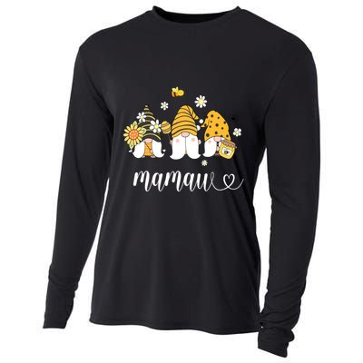 Cute Mamaw Gnomes With Bees And Sunflower Southern Grandma Gift Cooling Performance Long Sleeve Crew