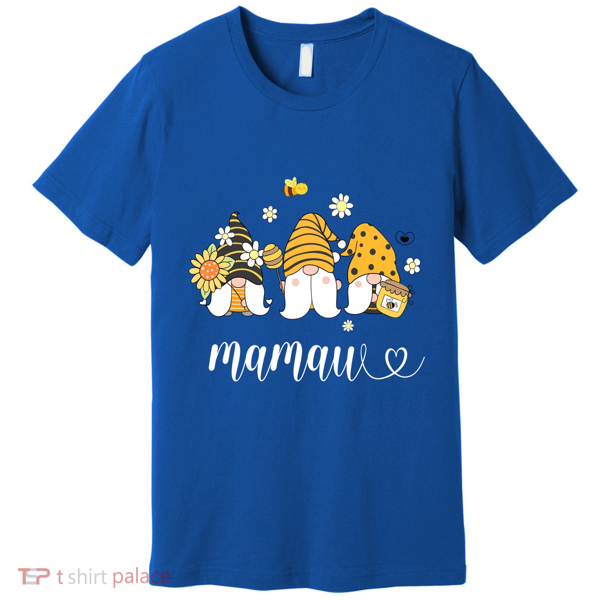 Cute Mamaw Gnomes With Bees And Sunflower Southern Grandma Gift Premium T-Shirt