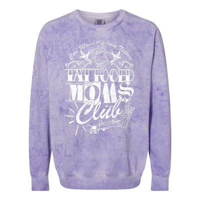 Cool Moms Have Tattoos Retro Tattooed Moms Club Colorblast Crewneck Sweatshirt