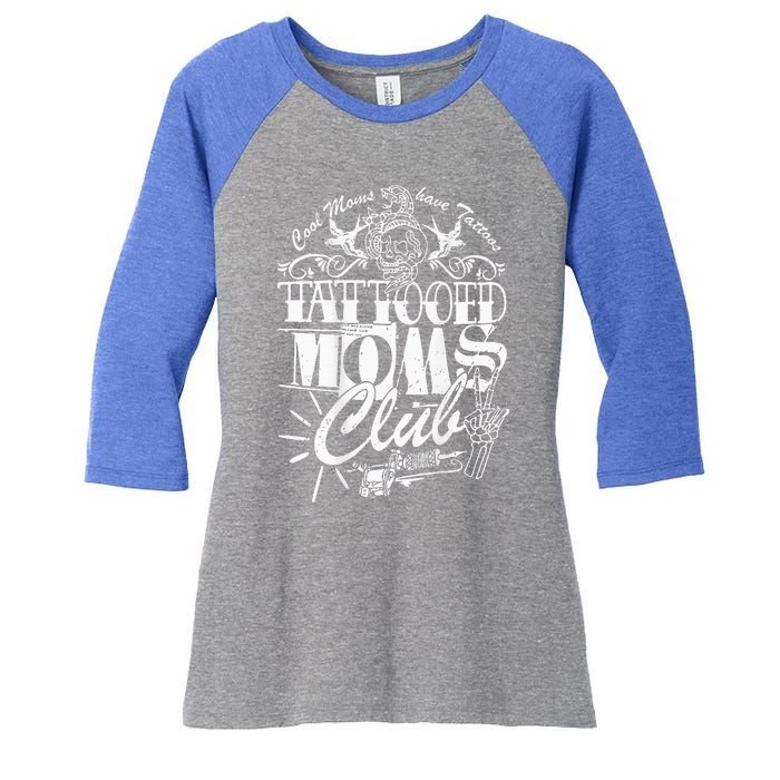 Cool Moms Have Tattoos Retro Tattooed Moms Club Women's Tri-Blend 3/4-Sleeve Raglan Shirt