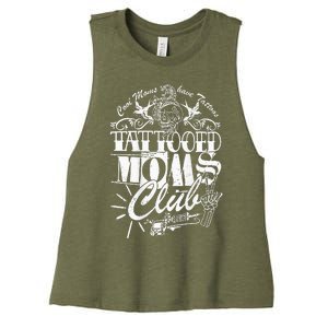 Cool Moms Have Tattoos Retro Tattooed Moms Club Women's Racerback Cropped Tank