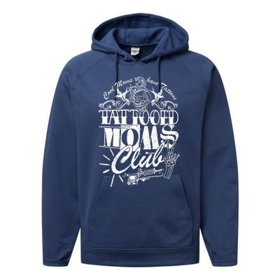 Cool Moms Have Tattoos Retro Tattooed Moms Club Performance Fleece Hoodie