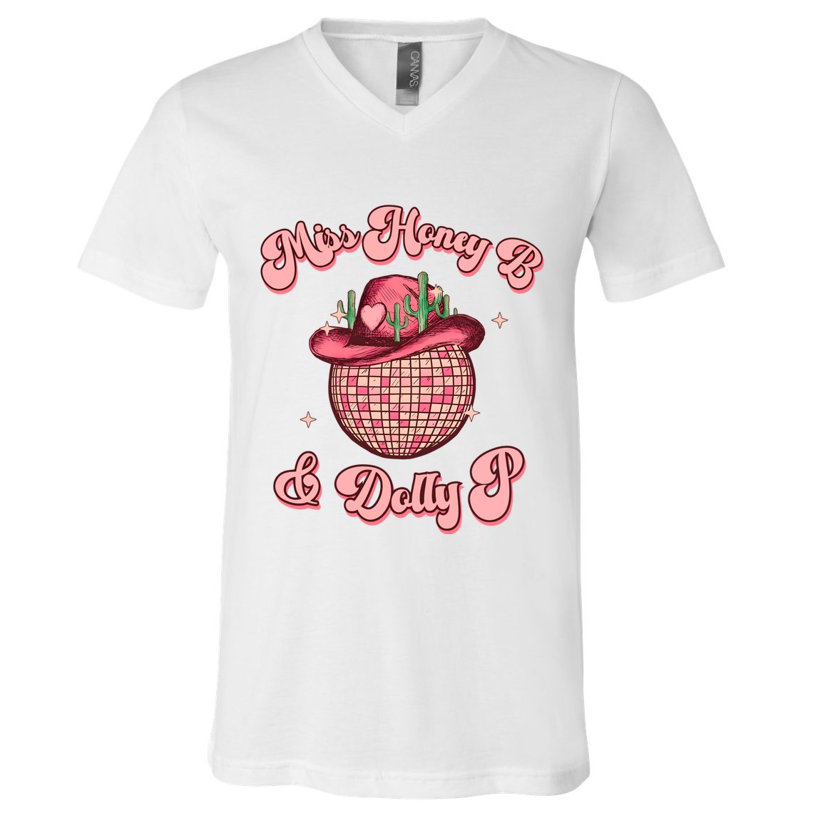 Cowboy Miss Honey B And Dolly P Queen B V-Neck T-Shirt