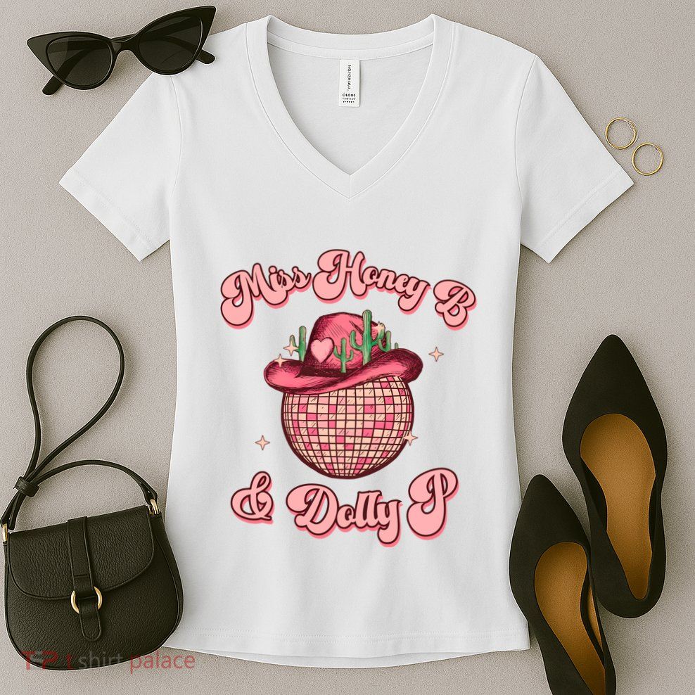 Cowboy Miss Honey B And Dolly P Queen B Women's V-Neck T-Shirt