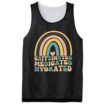 Caffeinated Medicated Hydrated Funny Nurse Teacher Saying Mesh Reversible Basketball Jersey Tank