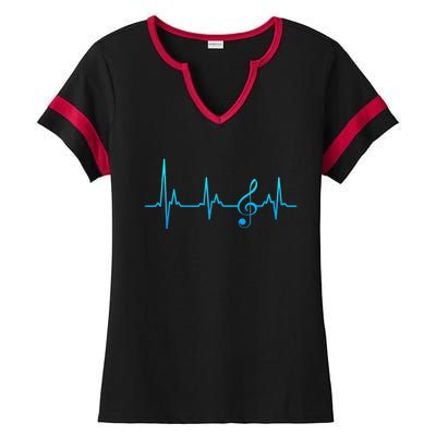 Clef my heart beats for sheet music notes Ladies Halftime Notch Neck Tee