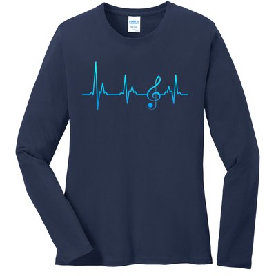 Clef my heart beats for sheet music notes Ladies Long Sleeve Shirt