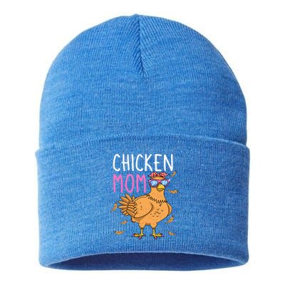 Chicken Mom Hen Lover Poultry Farmer Chicks Mother's Day Funny Gift Sustainable Knit Beanie