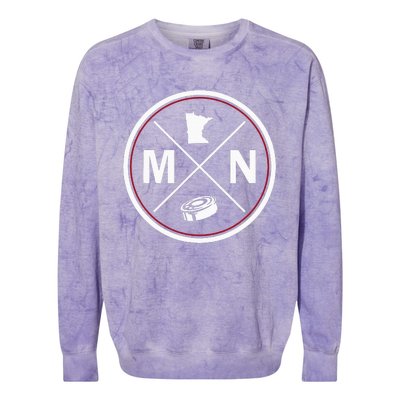 Classic Minnesota Hockey Mn Outline Colorblast Crewneck Sweatshirt